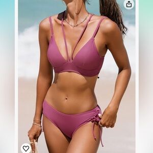 NET! Crisscross High Cut Bathing Suit with Adjustable Spaghetti‎ Straps Sz Small